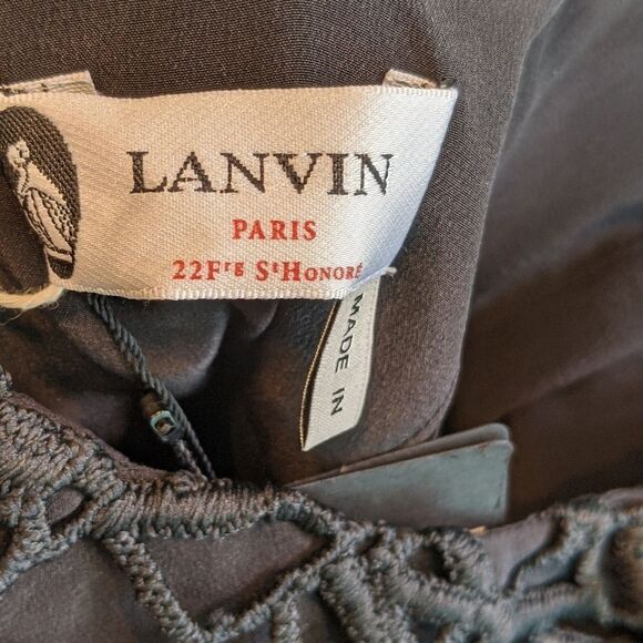 Artisan LANVIN logo Lace silk dress size 2 (34) BNWT w plunging V at the back - Picture 8 of 12